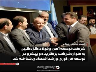 شرکت توسعه آهن و فولاد گل گهر، شرکت برگزیده و پیشرو در توسعه فن آوری و رشد اقتصادی
