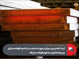 ثبت کمترین میزان عیوب اسلب در ناحیه فولادسازی و ریخته‌گری مداوم فولاد مبارکه