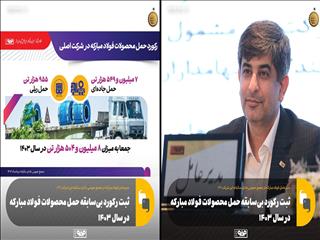 ثبت رکورد بی‌سابقه حمل محصولات فولاد مبارکه در سال ۱۴۰۳